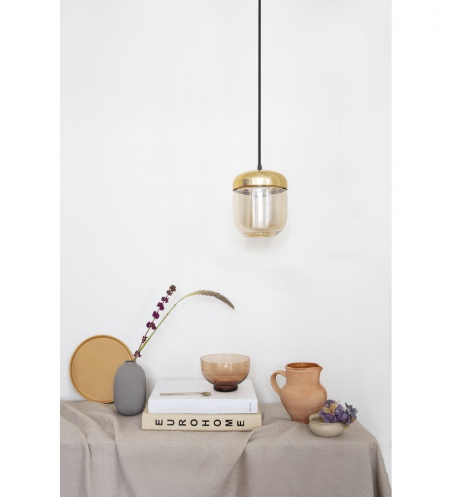 Lampa wisząca Acorn Amber Brass Umage